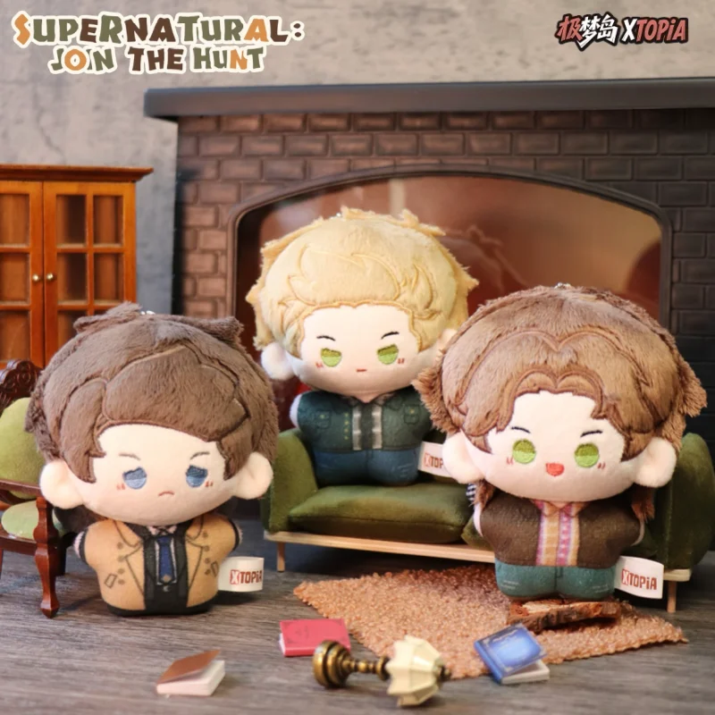 Xtopia Supernatural Join The Hunt Series Plüschpuppe, 10 cm, niedlicher, weicher, gefüllter Schlüsselanhänger, Dean Sam Castiel Plüsch-Kollektion, Spielzeuggeschenke