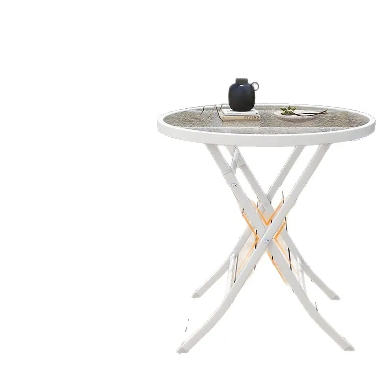 White outdoor leisure outdoor tables and chairs courtyard balcony open-air stall waterproof and sunscreen folding coffee