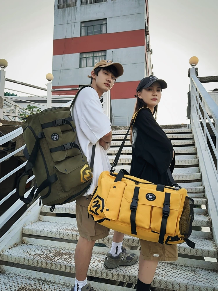 

Large Capaci Travel Bapa Men's Crossbody Handbag Wet And Dry Separation Fitn Bag Faionable Nylon Geometric Pattern
