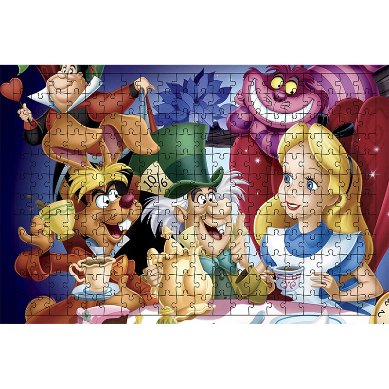 Puzzles Alice In Wonderland Disney Cartoon 300PCS Jigsaw Puzzle Game For Girl Toys Anime Stills For Girl Room Desk Collection