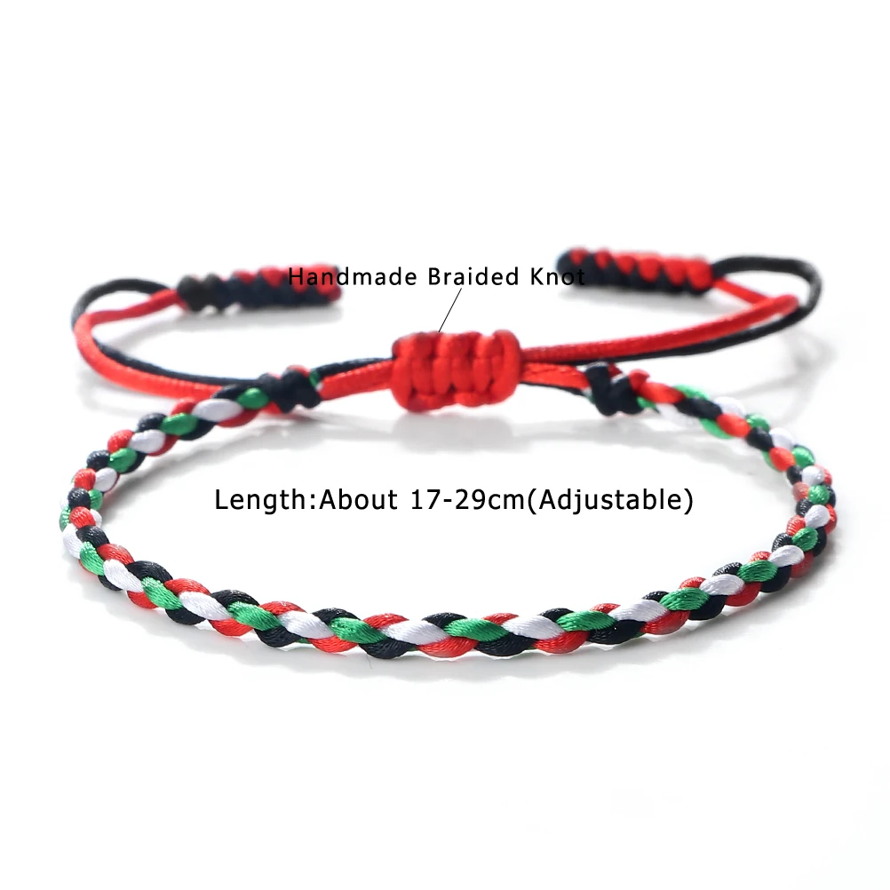 Trendy Palestine National Flag Braided Bracelets Women Men Hand Woven Rope Worship Bangles State Jewelry Christmas Patriot Gifts