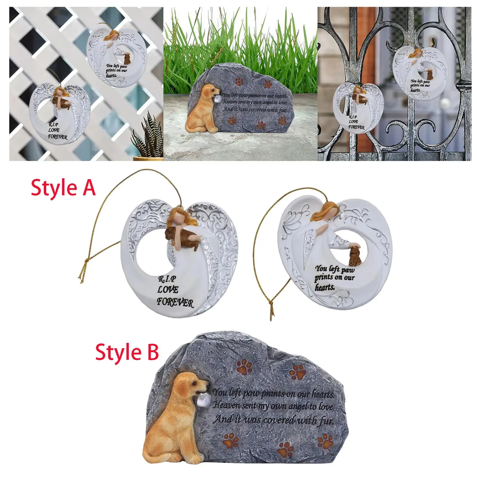 Stone Dog Grave Marker Loss of Dog Gift Memorial Gifts Weatherproof Dog Monument Dog Tombstone for Outdoor Backyard Lawn Patio