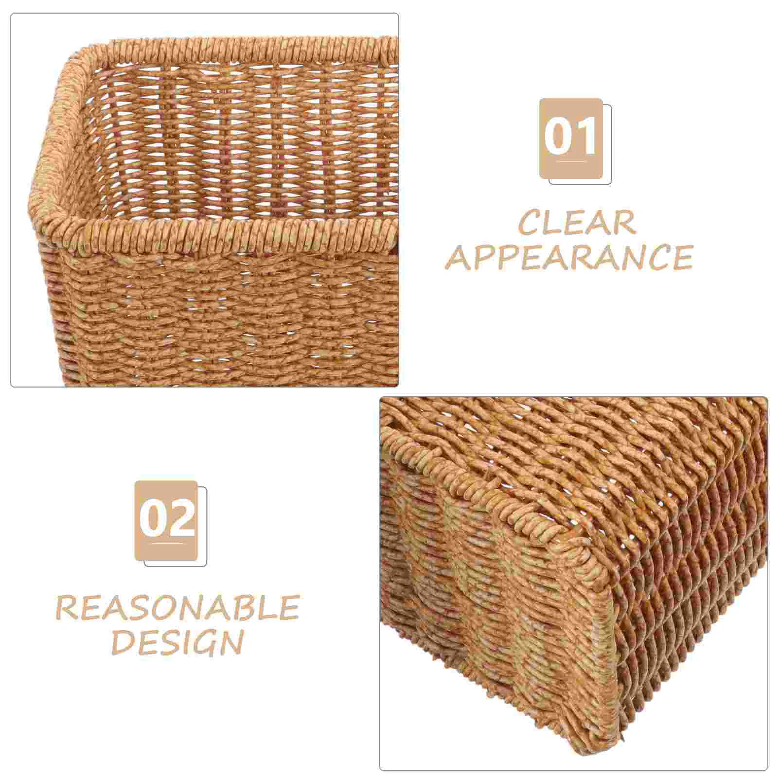 Woven Trash Can Wicker Storage Bin Basket Office Pastoral Style Simulation Baskets Wastepaper Magazine