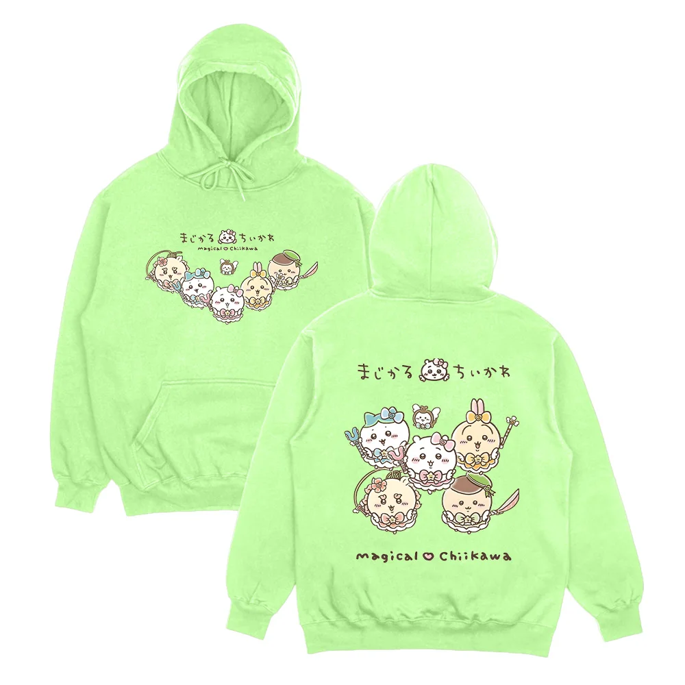 Chiikawa Kawaii هوديي Chiikawa ملابس الفتاة السحرية النساء الرجال عادية Y2K البلوز رائعتين الجرافيك البلوفرات الخريف سوداديراس