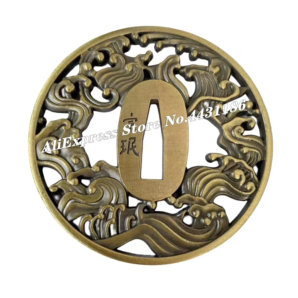 Wave Tsuba Japanese Samurai Sword Guard Menuki Fuchi Kashira Habaki Seppa Handle Apply Katana Wakizashi Tanto Metal Fittings