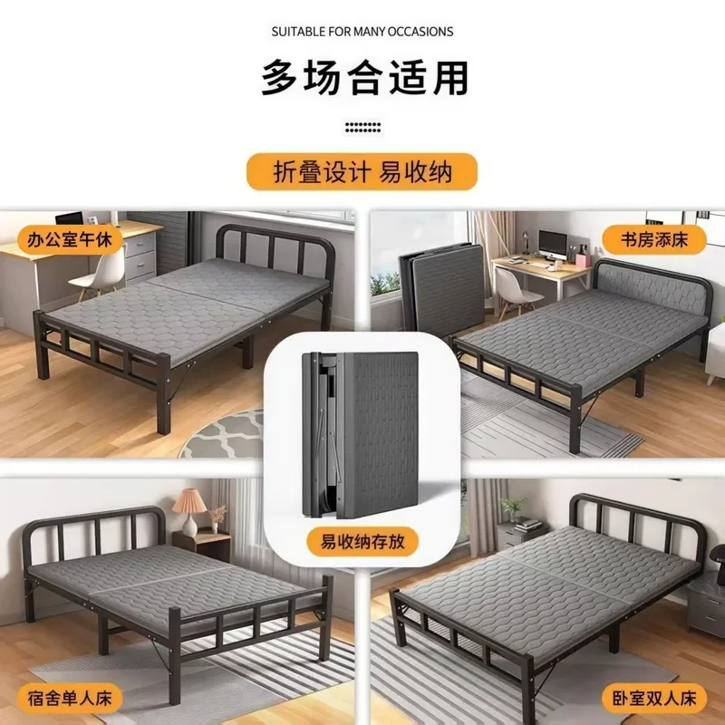 Adult Folding Bed Single Iron Frame Simple Home Office Lunch Break Portable Guest Rental Cot