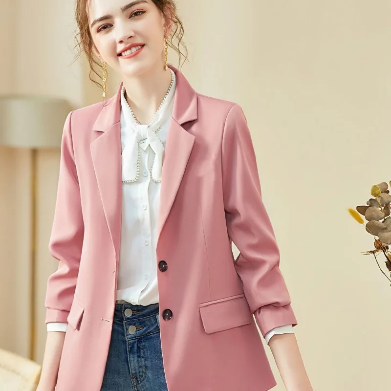 2023 New Spring Autumn Fashion Explosion Leisure High-grade Loose Thin Single-breasted Solid Color Conventional Suit Coat