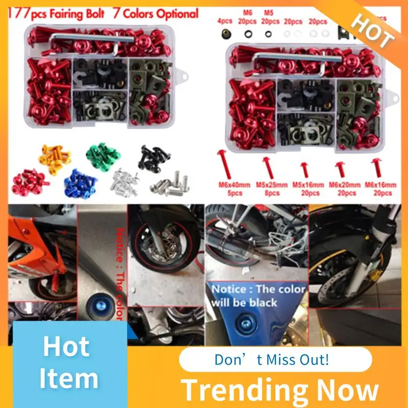 CMHI-177Pcs Windscreen Cover Set Screws Fairing Set Screws Motorbike Accessories