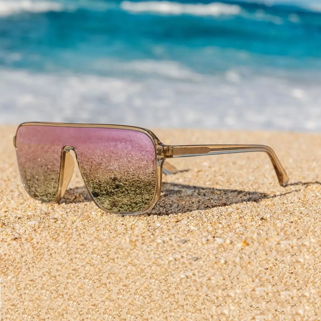Fashion Riding Sports Women's Sunglasses One Piece Outdoor Sun Glasses for Men Retro Mirror Lens Flat Top Driving Shades UV400
