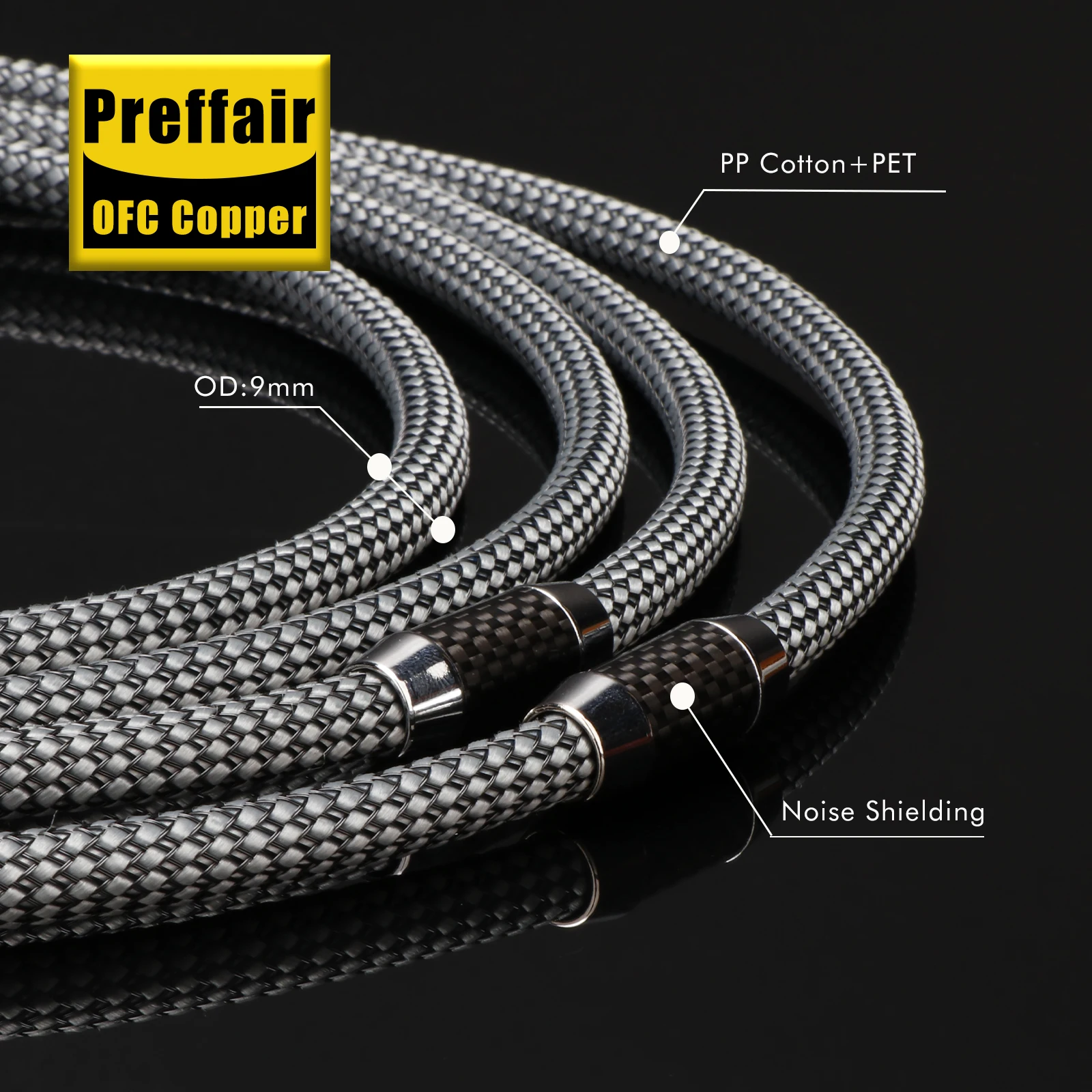 Hifi RCA Cable 4N OFC silver plated rca audio cable 2rca to 2rca signal wire carbon fiber rhodium plated rca connector Cable
