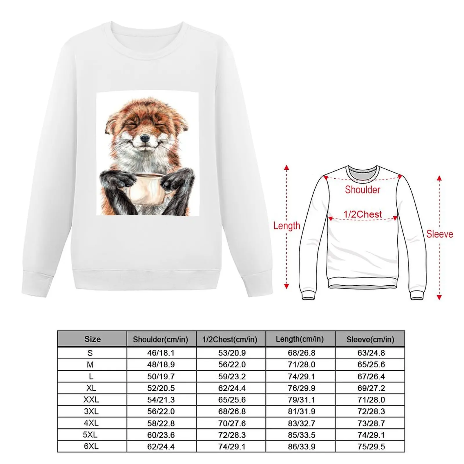 Morning Fox - cute coffee animal Sweatshirt men's winter sweater korean autumn clothes men's sweatshirts