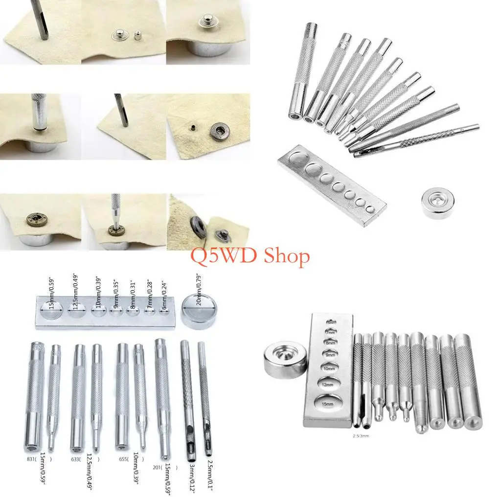 Q5WD 11x Leather Tool Die Rivet Setter for Install Rivet Button