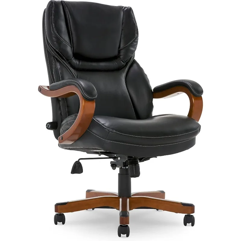 

Serta Big and Tall Executive Office Chair with Wood Accents, Adjustable High Back Ergonomic Computer Chair