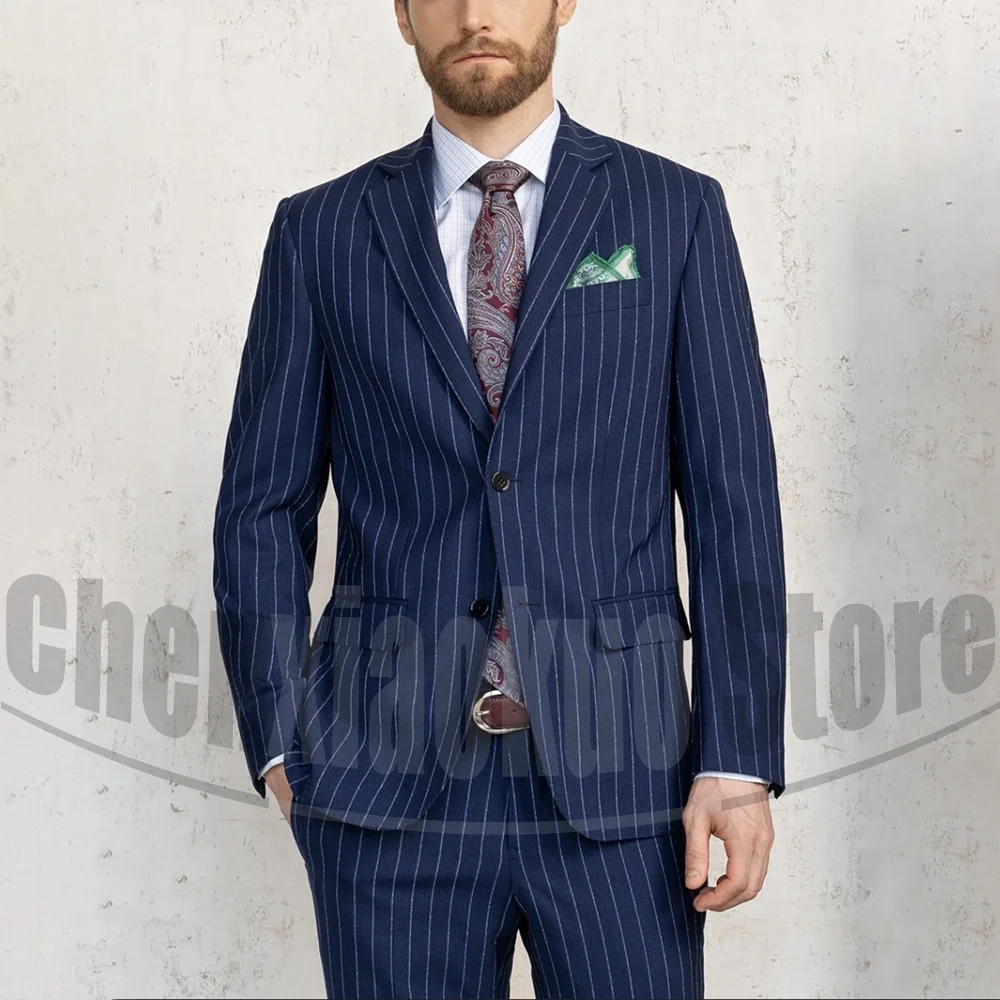 

Men's Striped Suit Set Formal Notch Lapel Single Breasted Business Outfit Tailored Blazer and Pants Fashion Office Male Suit