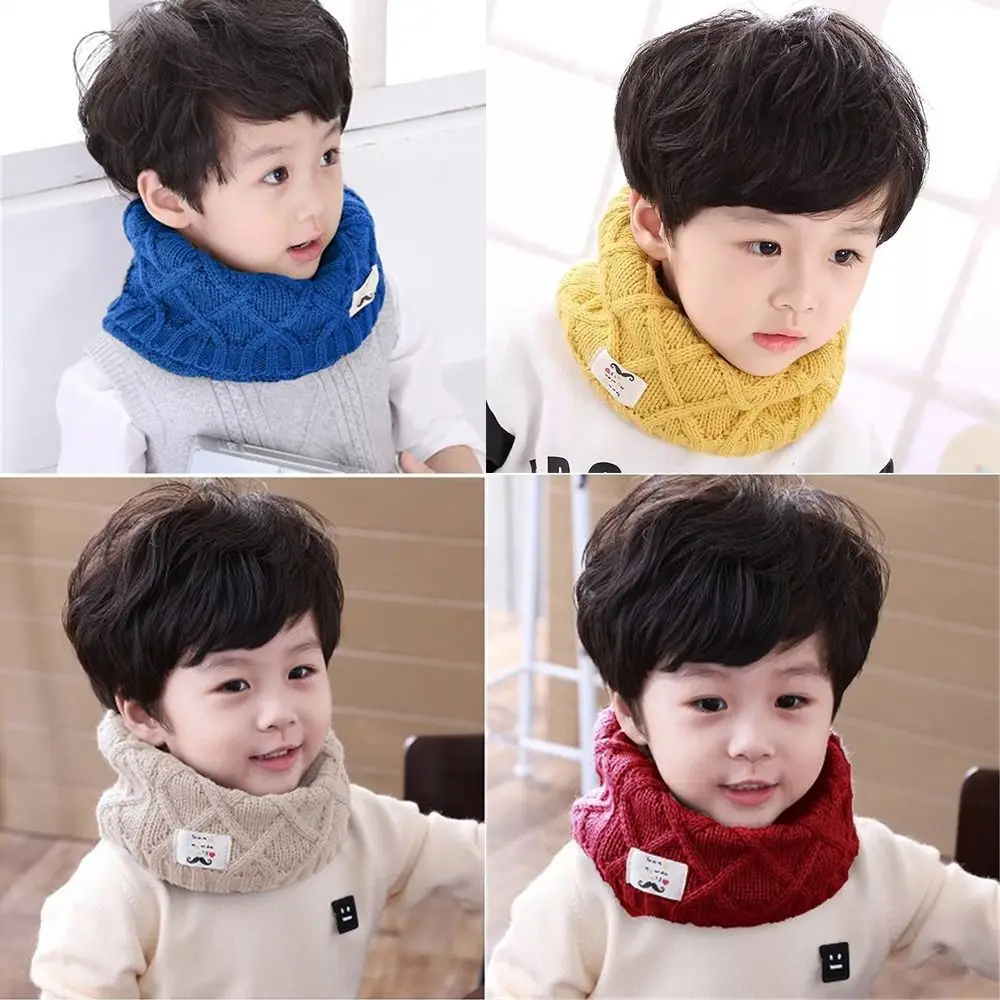 High Quality Knitted Kids Warm Knitted Scarves Elastic Thick Children Neck Warmer Windproof Neck Collar Winter