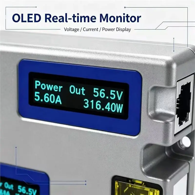 B44C For Starlink 10Gbe Industrial Power Over Ethernet(POE) Injector With OLED Display Screen 48-57V DC Input 10KV Surge Protect