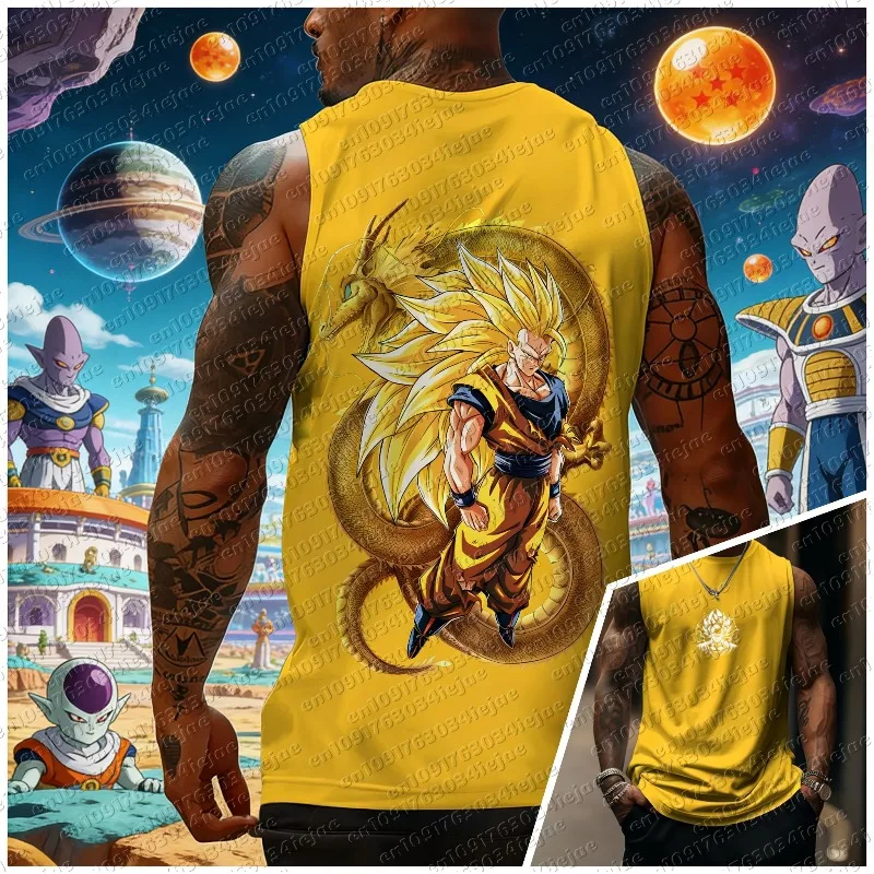 2026 Saiyan Goku Dragon Ball Z Übergroßes Anime-Print Herren Ärmelloses T-Shirt Fitness-Workout-Weste Sommer Schnelltrocknend Leichtgewicht