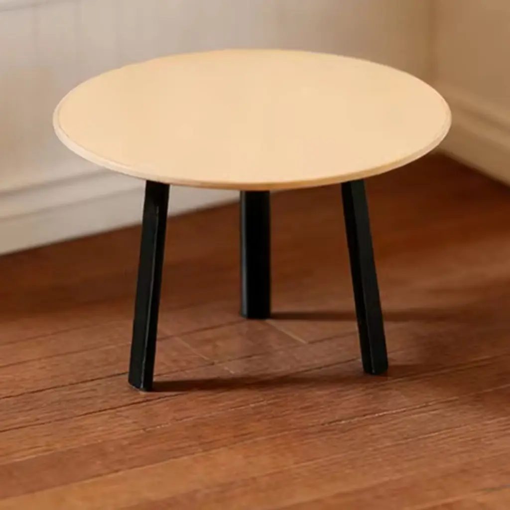 

Miniature Modern Round Coffee Table, 1/12 Scale Minimalist End Table for Dollhouse Living Room Decor