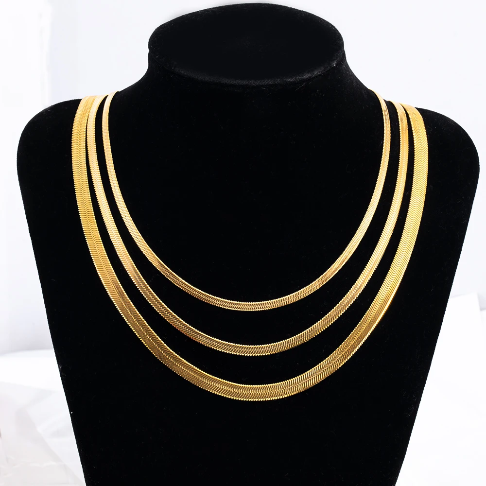 

5pcs Stainless Steel Flat Snake Chain with Clasp Extended Chains 3-6mm DIY Men Necklace Jewelry Making Findings Accessor No Fade
