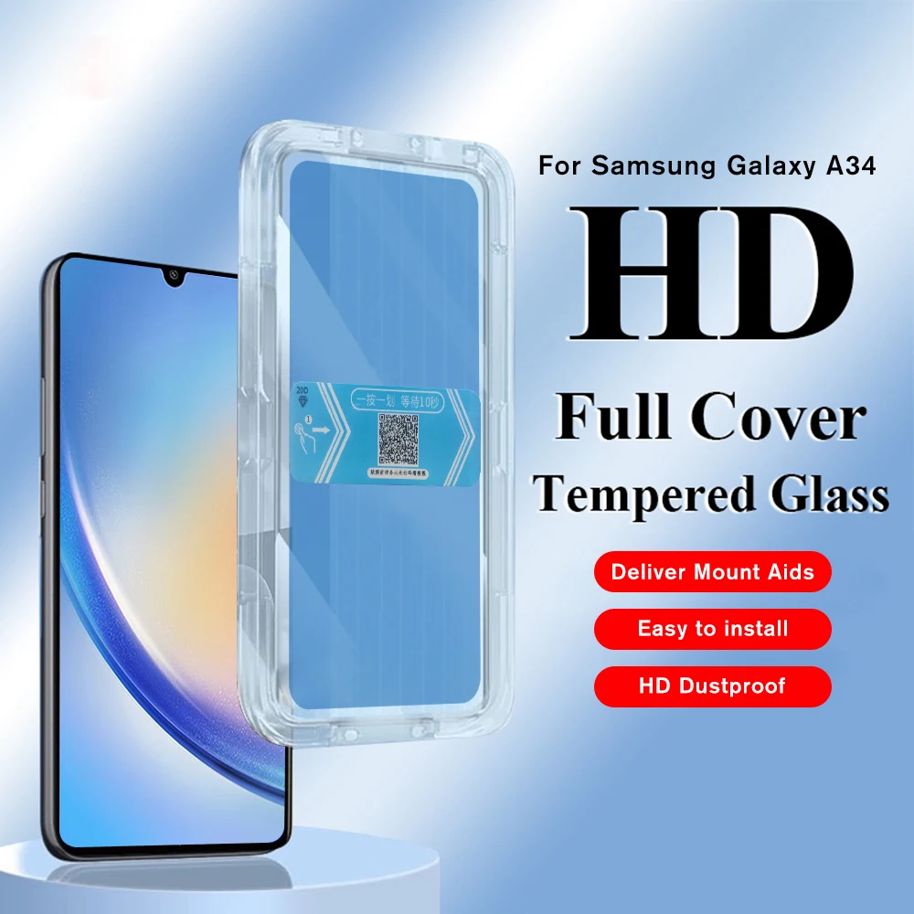 สําหรับ Samsung Galaxy A34 เต็มรูปแบบกระจกนิรภัยป้องกันหน้าจอสําหรับ Samsung Galaxy A54 A24 A14 M14 M13 F54 F14 S20 FE