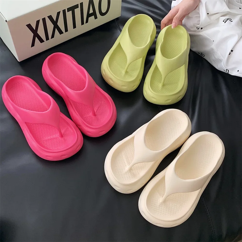 Seaside beach vacation wind EVA drag women summer wear casual and comfortable heightened thick bottom flip-flops  4120