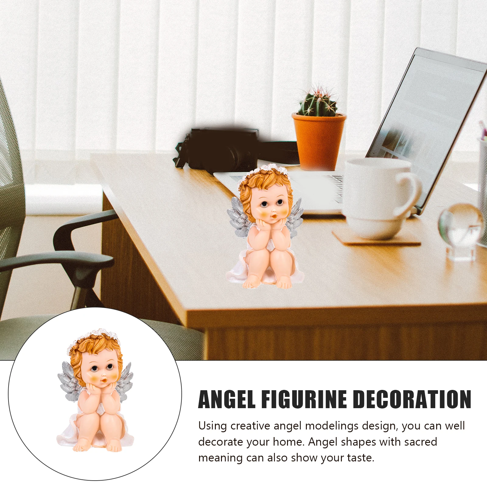 

Premium Resin Angel Sculpture Home Decor Desktop Layout Supply Non-Fading Compact Size Angel Figurine Decoration