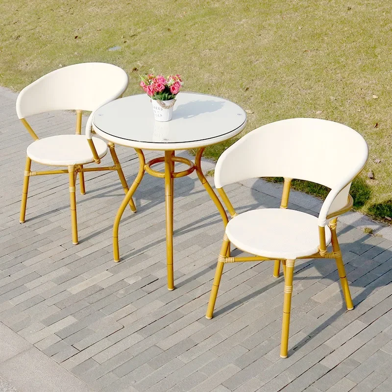 5 chairs Outdoor, commercial street cafe, milk tea shop, leisure, balcony courtyard, rattan table and chair combination