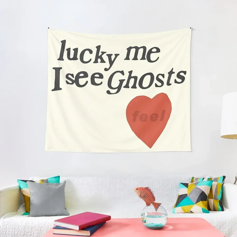 

lucky me i see ghosts Tapestry Wall Decoration Items Wall Carpet Outdoor Decor Wall Decorations Tapestry