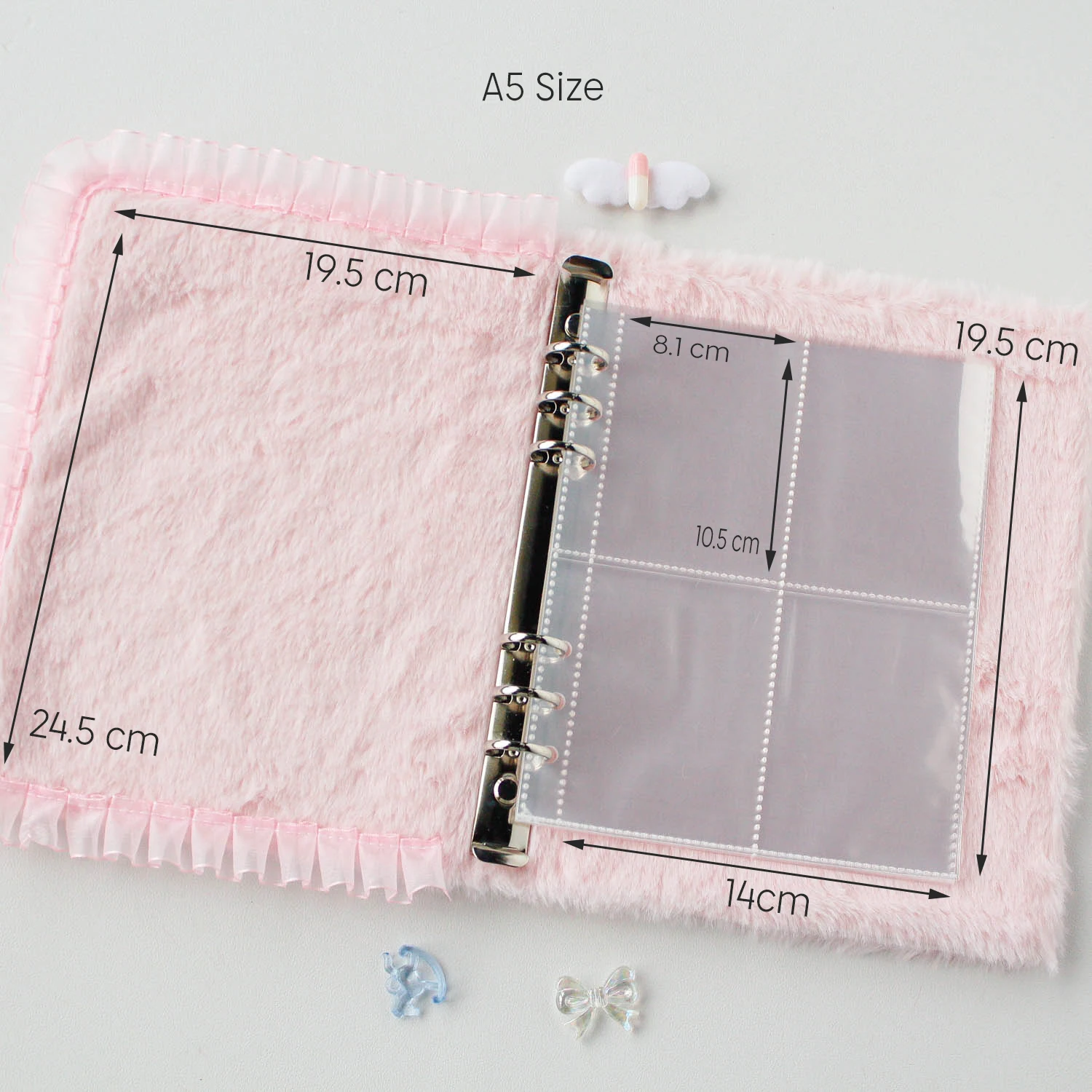 Sweet Pink Binder Kpop Photo Card Album A5 Idol Picture Top Loader Notebook File Plush Kawaii Bunny 10 Page 80 Pockets Handmade