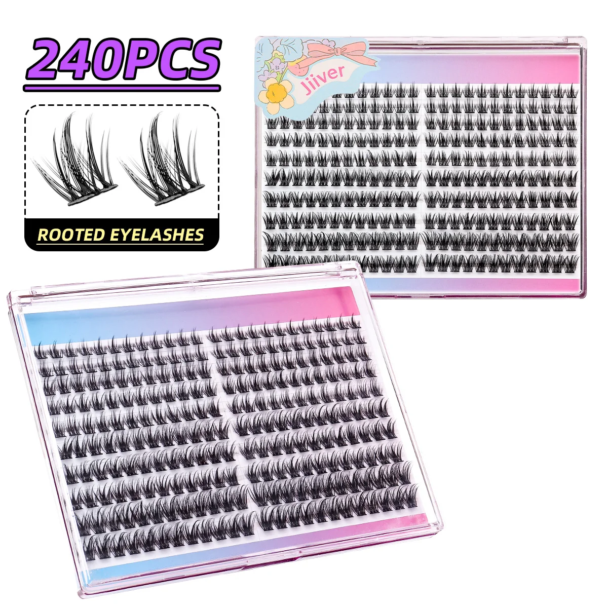 DIY Kit de Extensão de Cílios Postiços, Wispy Fluffy Lash Cluster, Maquiagem Individual, Volume, 240 Cluster