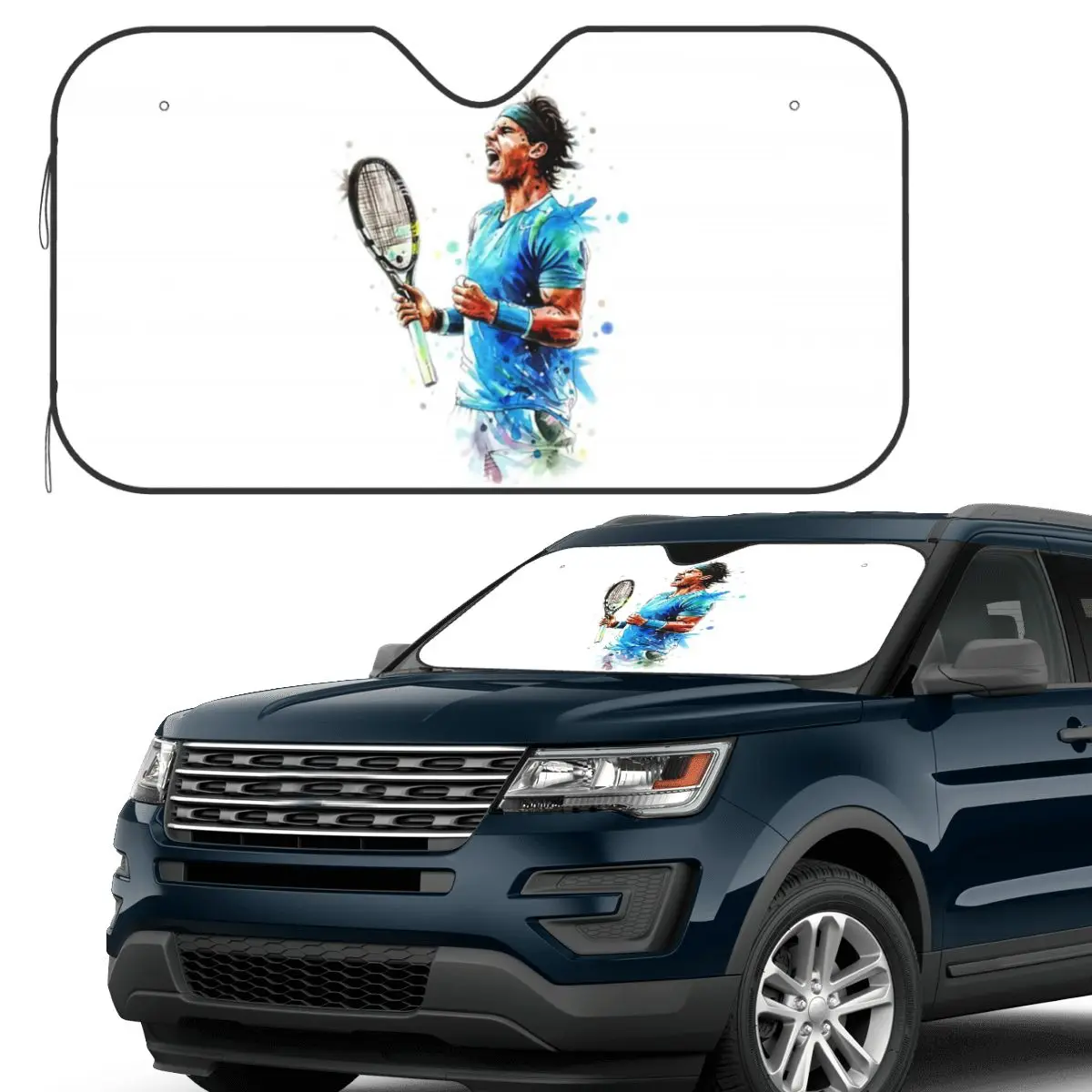 

Art Rafael Nadal Sunshade Windscreen Car Front Windshield Window Sun Visor Accessories Covers