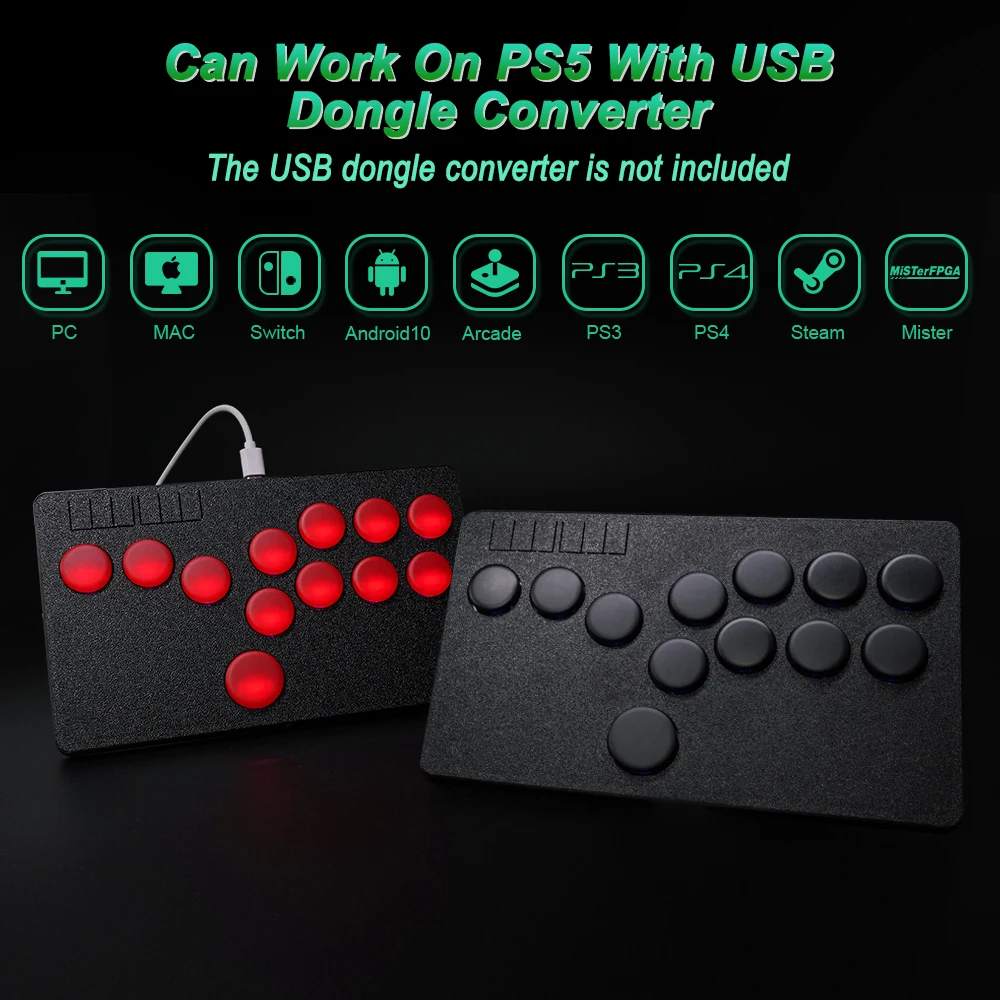 Flatbox Stickless Arcade Stick Controller für PC Pico Mini Style Hot SWAP Kailh Hitbox Fightstick für PS4/PS3/Schalter