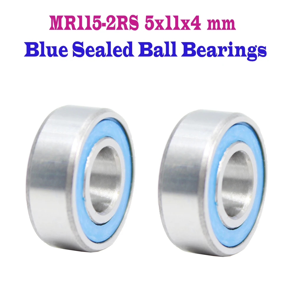 

MR115RS Bearing ABEC-3 (10PCS) 5X11X4 mm Miniature MR115-2RS Ball Bearings Blue Sealed MR115 2RS Bearing