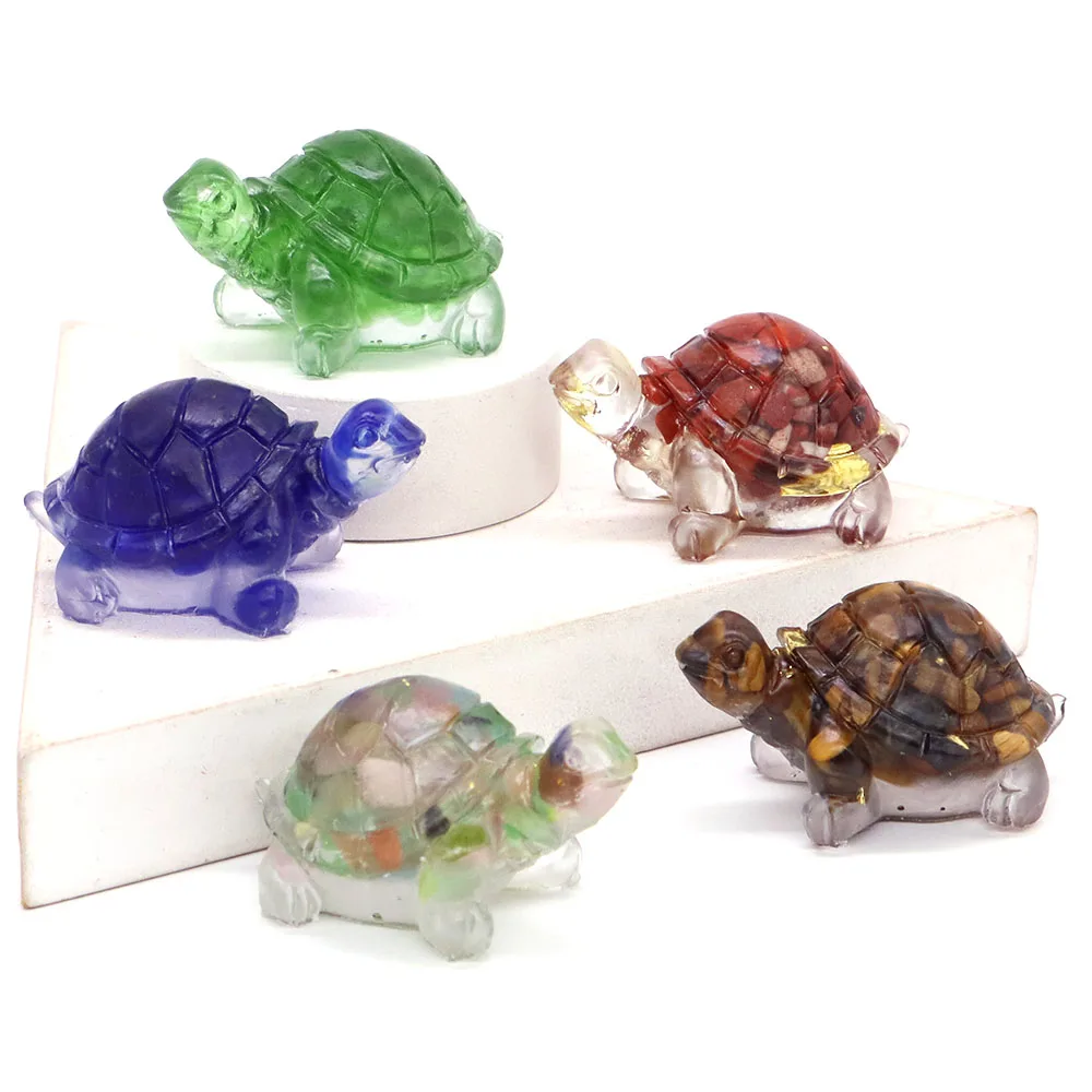 

2" Resin Turtle Tortoise Statue Healing Crystal Reiki Tumbled Stones Figurine Sculpture Crafts Home Aquascaping Decoration Gifts