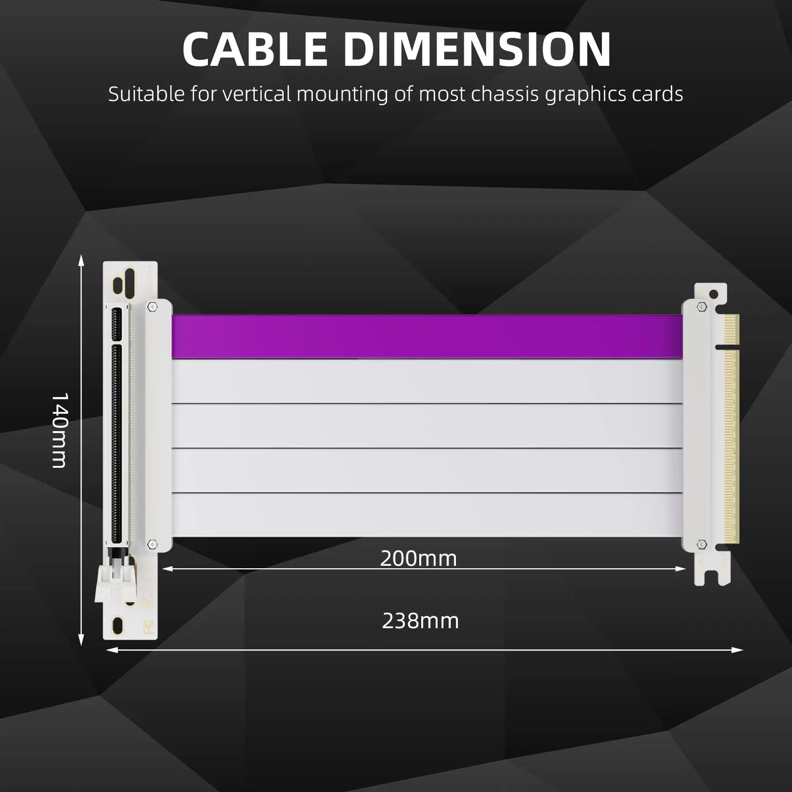 TEUCER GP-16 PCIe 4.0 X16 stoupací kabel stíněný flexibilní 90° prodlužovací kabel GPU - Image 6