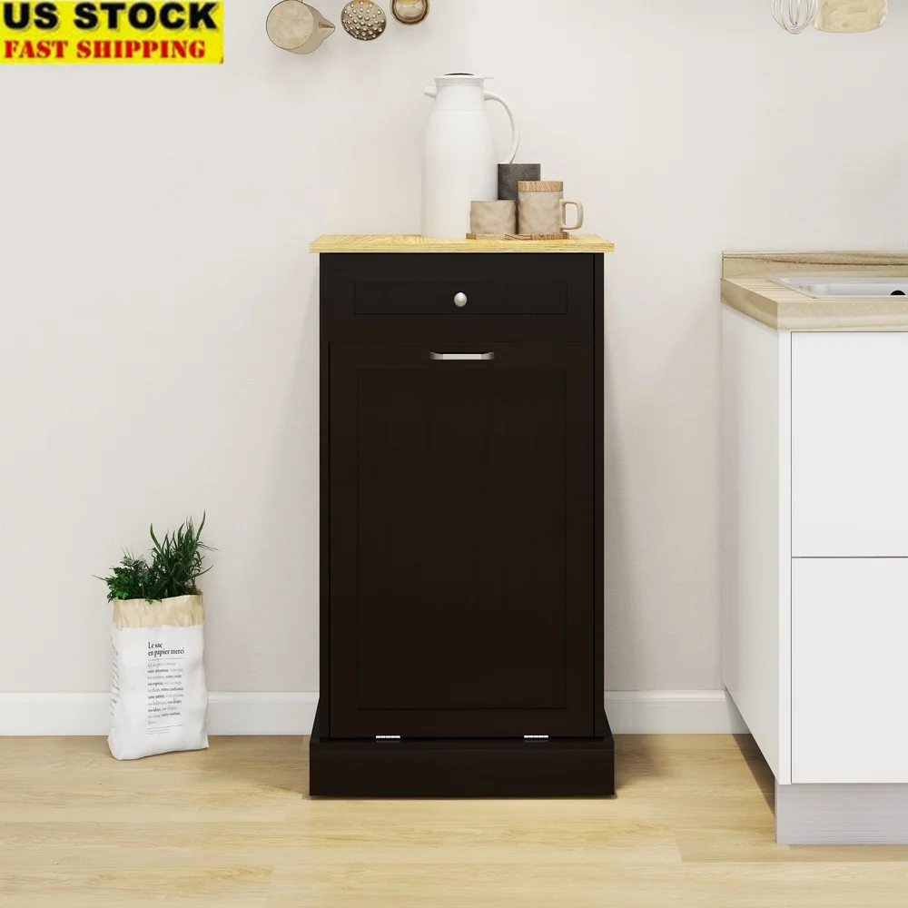 

Наклонный шкаф для мусора, 10-галлонный отдельно стоящий кухонный контейнер, экологически чистое УФ-покрытие, влагостойкое решение для хранения, запах