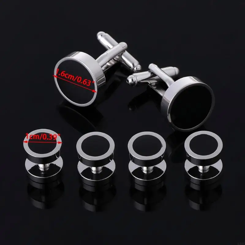 

L5YC 6Pcs Fashion Men's Tuxedo Cufflinks Formal Costume Shirt Studs Cuff Links Set