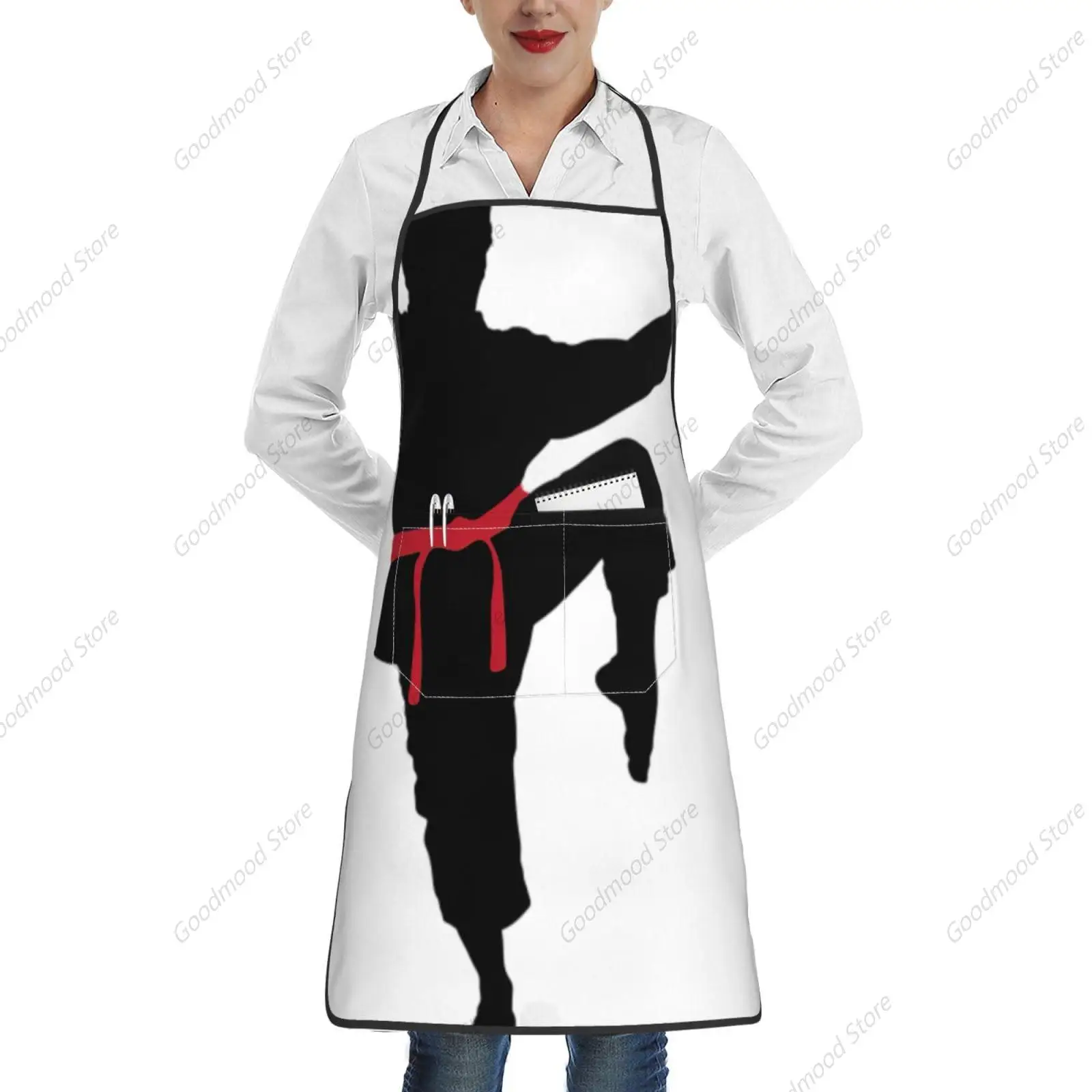 Karate Men Print Cooking Kitchen Aprons,Adjustable Bib Apron With 2 Pockets For Men Women Chef Aprons