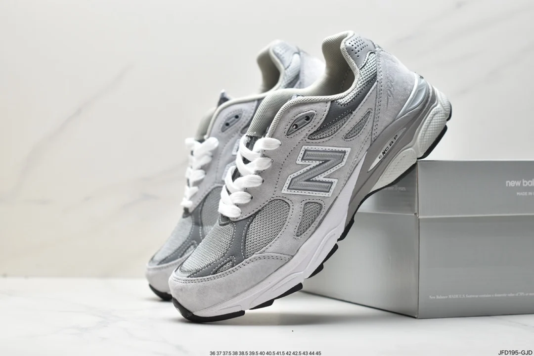 NewBalance sepatu Jogging pria/wanita Made USA Made tahan lama tahan guncangan sepatu lari uniseks 990V3 Vintage Sneakers olahraga Trekking