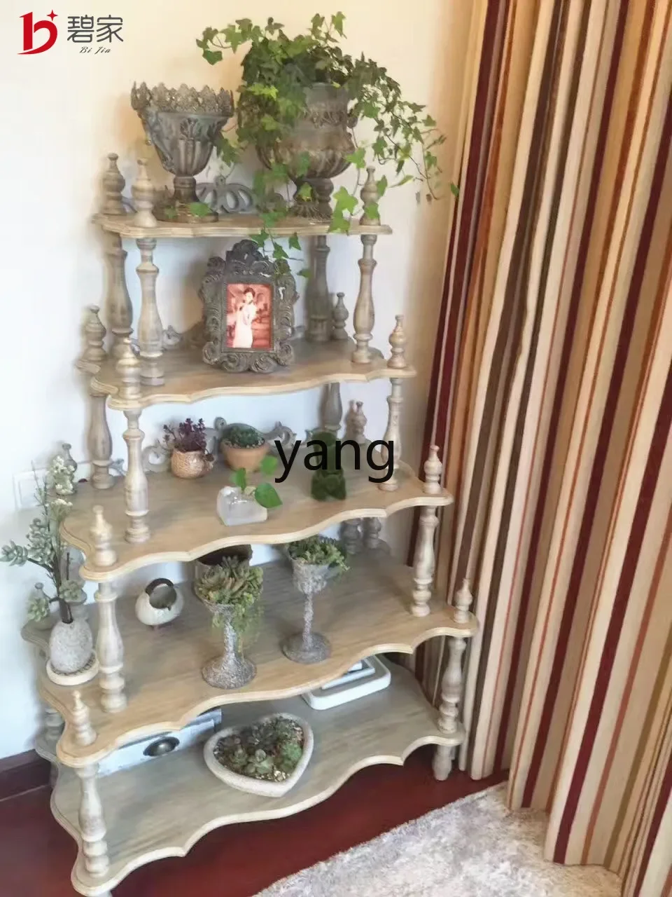 LMM retro old carved five-layer shelf shoe display rack