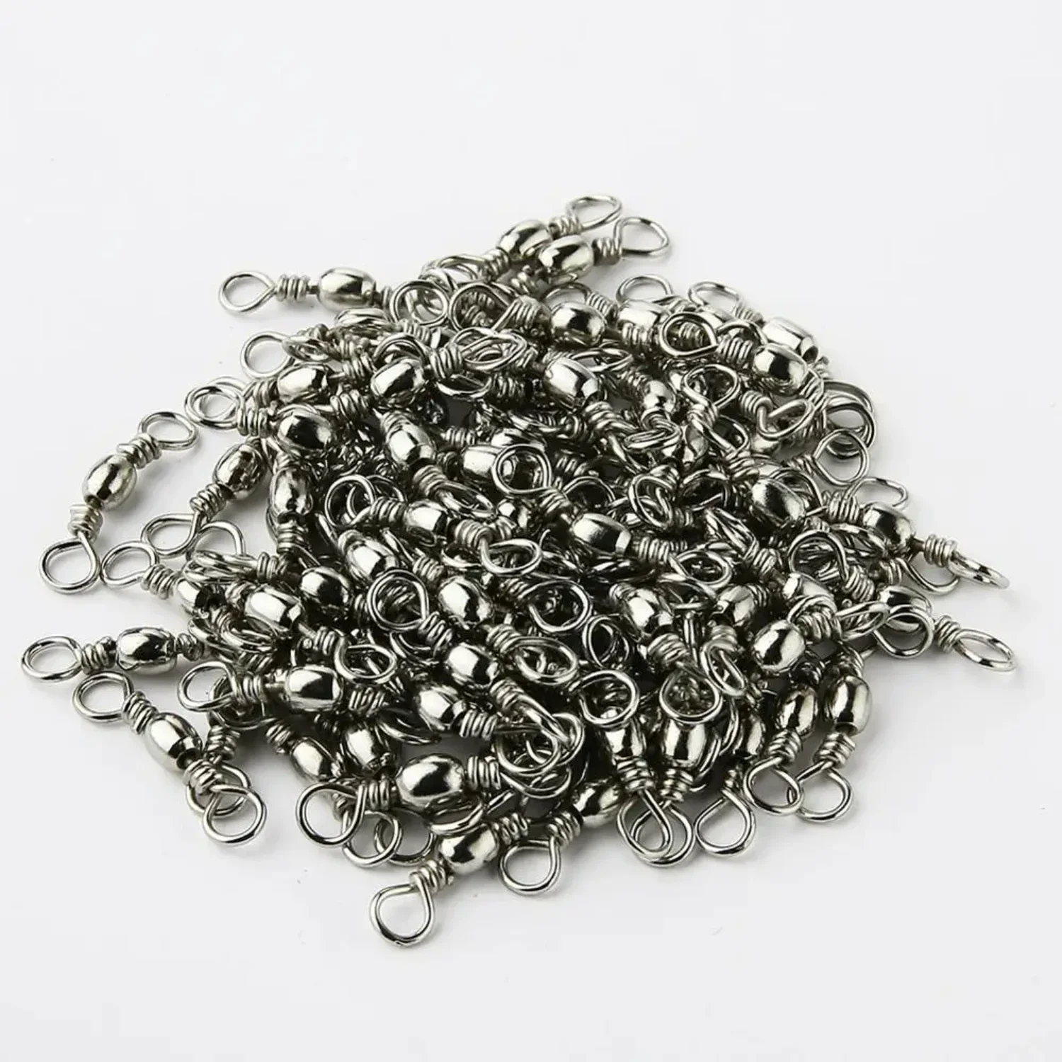 120pcs/lot 6 Size Fishing Swivel Barrel Swivel Stainless Steel Sea Fishing Hook Connector Rolling Swivel  Sea Fish Tackle Box