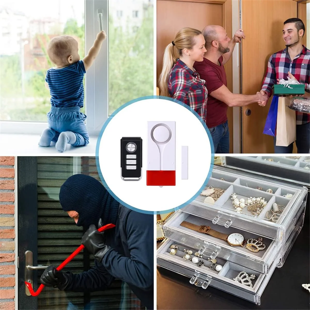 Door Window Open Alarm, Wireless Remote Control Magnetic Sensor Chime Anti Theft Home Security DIY Protection-Elect