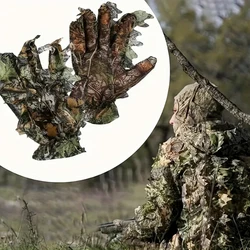 Outdoor jungle leaf camouflage gloves hunting gloves for bird watching photography can be paired with camouflage Ghillie suit