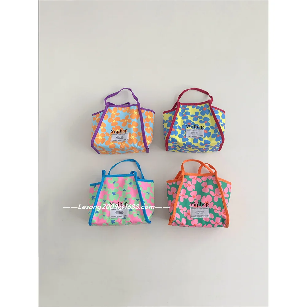 2024 Big Capacity Floral Kids Bag Girls Crossbody Bag Canvas Korean Fashionable Cute Backpack for Boys Girls Bags