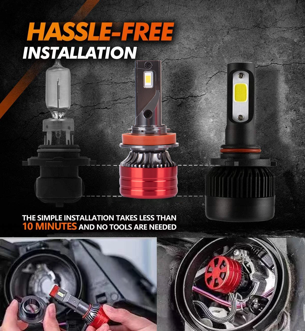 Heyword 2Pcs Car Headlight H4 H7 LED H11 9005 9006 H1 Auto Bulbs 160W 24000LM Light Lamp 6000K 12V Led Headlight Bulbs