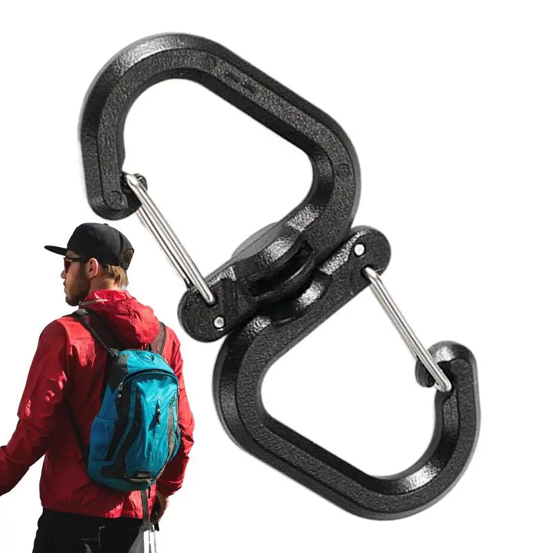 Camping Double Hooks Outdoor Hook Clip Multi-Use Outdoor S Chain Hooks Portable Backpack Locking Hooks With 360 Degree Swivel