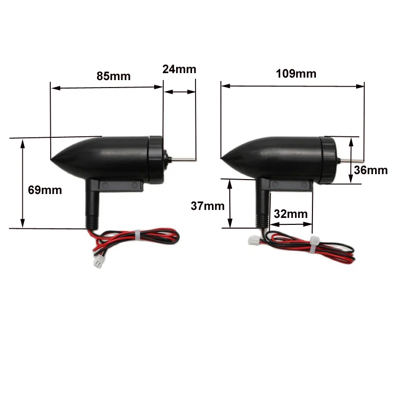 Motor subaquático escovado do ROV, propulsor subaquático DIY, hélice de 3 lâminas, barco isca RC, 7.4V, 10000 rpm, 26mm