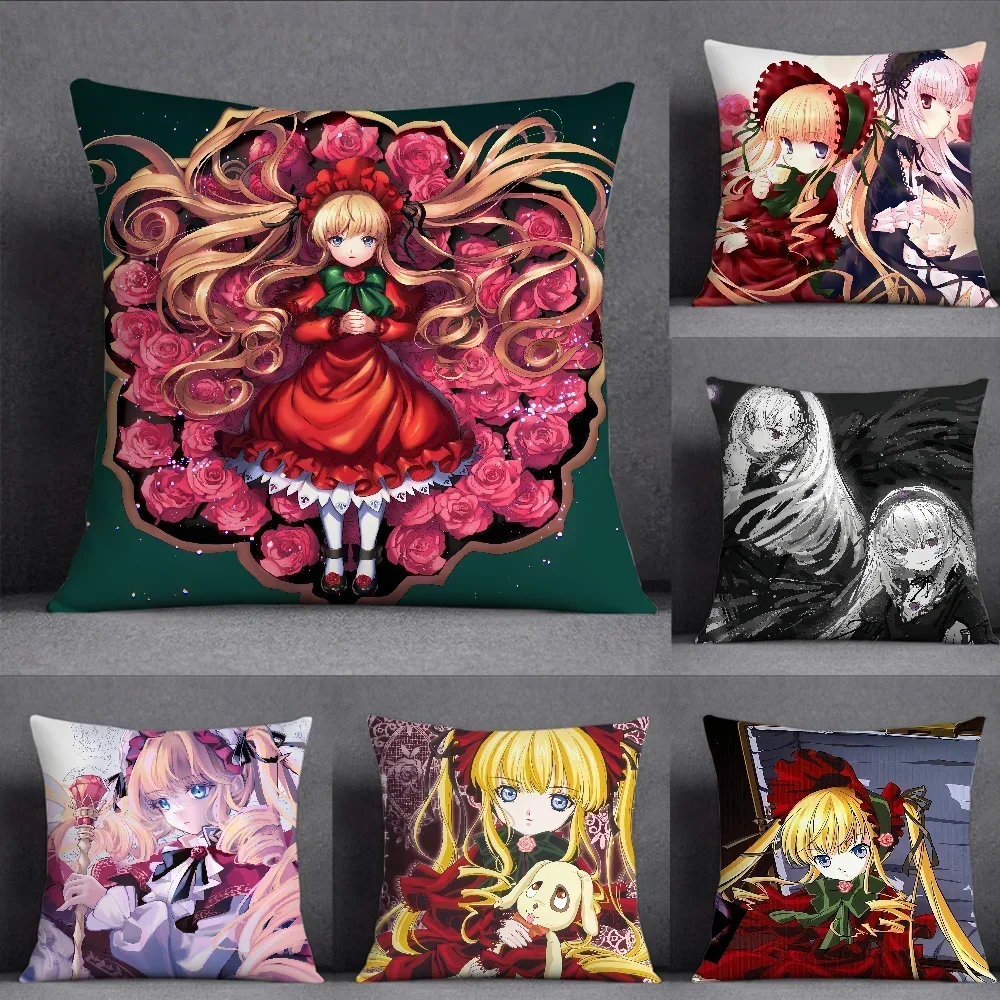 Romantic Anime R-Rozen Maiden Cushion Cover Square Double-Sided Printing Sofa Cushion Cover Pillowcase Bedroom Bedside