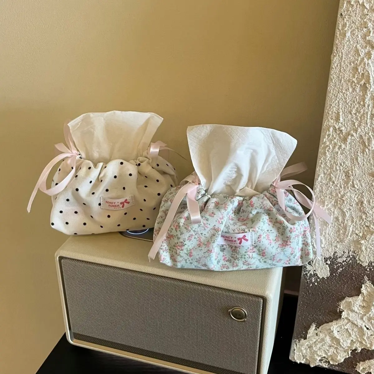 Desktop Storage Polka Dot Ins Tissue Box Multi-Purpose Paper Towel Organizer Handbag For Girls Living Room Creative Home Decor