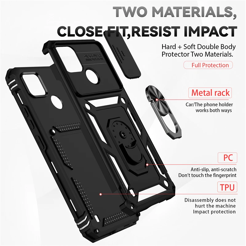 For OPPO Realme C21Y C25Y Case Shockproof Armor Slide Camera Protect Phone Case For Realme C 21y C21 Y 25Y Car Holder Back Cover